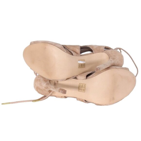 Kurt Geiger KG Womens 38M Beige Nude Hattie Suede Sandals Lace Up Stiletto Heel - Picture 6 of 8